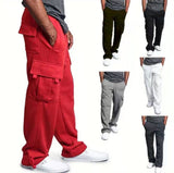 guys clothing styles Men's New Multi-Pocket Overalls Men's Sweatpants Casual Elastic Ankle-Tied Trousers