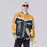 starboy outfit Men's Leather PU Leather Jacket Spring and Autumn Cardigan Motorcycle Style Coat Windproof Racing Rock Leather Coat