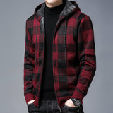 black men fashion urban Knitted Cardigan Men's Korean-Style Loose Plaid Sweater Long Sleeve Top Sweater Men's Coat