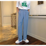 men’s fashion Spring and Summer White Drop-down Pants Men's Loose-Fit Belt Draping Suit Pants Wide-Leg Casual Solid Color Trousers