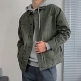 black men fashion urban Spring and Autumn Casual Workwear Jacket Men's Retro Denim Jacket Men's American Men's Jacket Trendy Loose Coat