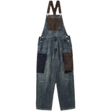 Xituodai Japanese-Style Retro Men's and Women's Contrast Color Sling Overalls with Pants