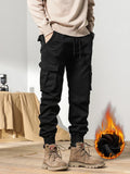 Xituodai New Multi-Pockets Winter Cargo Pants Men Fleece Liner Thick Warm Slim Fit Joggers Streetwear Casual Cotton Thermal Trousers