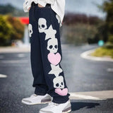 Xituodai  Dcepem Y2k Skull Jeans Mens Aesthetic Baggy Star Hip Hop Pants Straight Leg Denim Goth Y2k Couple Fashion Streetwear