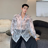 Xituodai Shirt Men Fashion Printed Harajuku Shirt Top Korean Loose Casual Clothes Sun-proof Daily All-match Summer Holiday