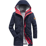 Xituodai Winter Hooded Clothing Men's Parka Jackets Hooded Thicken Fleece Windbreaker Coats Solid Color Mens Outdoor Jackets Parkas