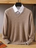 Xituodai 2024 NEW Men's 100% Mink Cashmere Sweater V-Neck Pullovers Knit Large Size Winter New Tops Long Sleeve High-End Jumpers