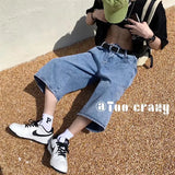 Xituodai Multi-pockets Cargo Pants Summer Short Jeans Breeches Hip Hop Streetwear Baggy Denim Shorts Casual Wide-leg Capris Pants 5XL-M