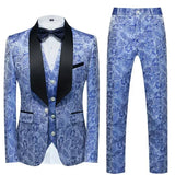 Xituodai Fashion New Men's Casual Boutique Business Wedding Host Flower Color Suits 3 Pcs Set Dress Blazers Jacket Pants Vest Coat