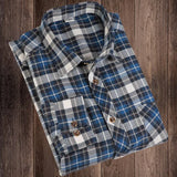 Xituodai Men's Single Patch Pocket Fashion Brushed Flannel Plaid Striped Shirts Comfortable Cotton Long Sleeve Standard-fit Shirt B225