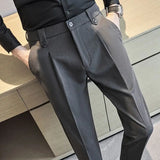 Xituodai Korean Business Casual Men's Autumn New Splicing Button Zipper Pocket Fashion Solid Color Slim Versatile Straight Leg Pants