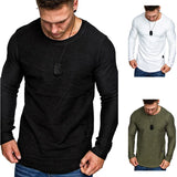 Xituodai Autumn Long Sleeve T-shirt Men's Solid Color Splicing Leisure Menswear