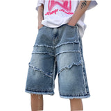 Xituodai American High Street Men's Wide Leg Denim Shorts Summer 2024 New Fashion Casual Baggy Short Jeans Male Chic Burrs Clothes