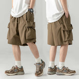 Xituodai Khaki Cargo Shorts Men Techwear Korean Casual Pants Male Jorts for Men Summer Loose Japanese Streetwear Hip Hop Pocket