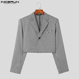 Xituodai Tops 2024 Korean Style Handsome New Mens Plaid Design Suit Casual Party Shows Male Well Fitting Short-style Blazer S-5XL