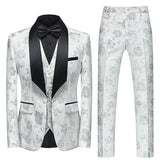 Xituodai Fashion New Men's Casual Boutique Business Wedding Host Flower Color Suits 3 Pcs Set Dress Blazers Jacket Pants Vest Coat