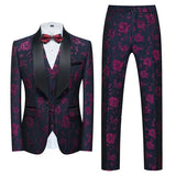 Xituodai Fashion New Men's Casual Boutique Business Wedding Host Flower Color Suits 3 Pcs Set Dress Blazers Jacket Pants Vest Coat