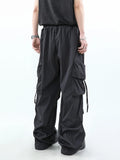 Xituodai Korean Parachute Cargo Pants Men Hip Hop Wide Leg Cargo Trousers Male Streetwear Loose Casual Men Clothing Safari Style