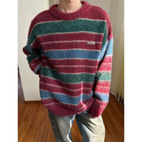 Xituodai Autumn men and women sweaters striped Korean style retro loose sweaters, long-sleeved pullover sweaters trendy brands y2k top Xituodai