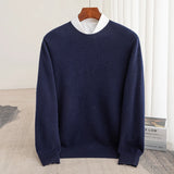 Xituodai Autumn and winter new 100% pure wool men's round neck business casual pullover sweater cashmere bottoming shirt.