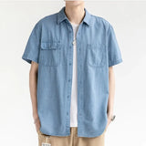 Xituodai Short-sleeved Shirt Men's Casual Workwear Japanese Jacket