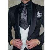 Xituodai Jacquard Men Suits 2024 Italian Design Custom Made Black Smoking Tuxedo 3 Piece Groom Wedding Party Fashion Suits For Men