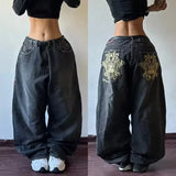 Xituodai Y2K Fashion New Pattern Printing Baggy Jeans Women Vintage Gothic Hip-hop Popular Casual High Waist Wide-leg Pants Streetwear