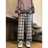 Xituodai Green Plaid Pants Men Harajuku Winter Wide Leg Checked Trousers Male Oversize Big Size Casual Sweatpants Streetwear