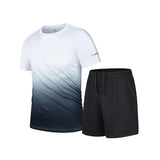 Xituodai 2 Piece Sets Men  Summer Gradient Short Sleeve Tees Casual Sports Quick Dry T-shirt Running Fitness Basketball Shorts Outfit