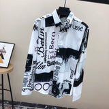 Xituodai  Spring and Summer Fashion Minimalist Casual Long Sleeved Slim Fitting Trend Personalized Handsome Retro Casual Floral Shirt