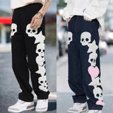 Xituodai  Dcepem Y2k Skull Jeans Mens Aesthetic Baggy Star Hip Hop Pants Straight Leg Denim Goth Y2k Couple Fashion Streetwear