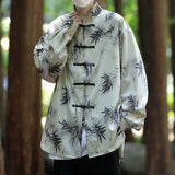 Xituodai Men's Tie-dye Long Sleeve Shirt Spring New Chinese Style Dial Buckle Stand Collar Loose Casual Han Tang Traditional Clothing