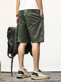 Xituodai Summer Casual Shorts Men Stretch Cotton Drawstring Solid Workwear Straight Cargo Shorts Male Loose Bermuda Short Pants