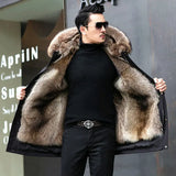 Xituodai  Men's Imitation Fur Liner Winter Warm New Fur One-piece Coat Imitation Mink Fleece Mid-length Fur Coat