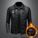 Xituodai New Trend Men's Leather Jackets Thick Winter Warm Jacket Slim Fit Cool Motorcycle Turn-down Collar Zipper Coats Plus Size