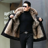 Xituodai  Men's Imitation Fur Liner Winter Warm New Fur One-piece Coat Imitation Mink Fleece Mid-length Fur Coat