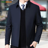 Xituodai Brand Business Men's Jacket Casual Coats Turn down Collar Zipper Simple Middle-Aged Elderly Men Dad clothes Office Outerwear men