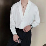 Xituodai Double-breasted Solid Shirts Square Collar Temperament Button Loose Fashionable Streetwear Men's Clothing Man Spring Summer Thin