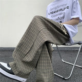 Xituodai Sagging Pants Plaid Pants Men Loose men trousers Casual Straight pant for Male/Female Harajuku Hip-hop Streetwear Wide-leg Mopping Pants