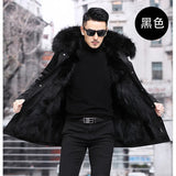 Xituodai  Men's Imitation Fur Liner Winter Warm New Fur One-piece Coat Imitation Mink Fleece Mid-length Fur Coat