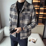 Xituodai Brown Jacket for Men Chinese Thin Slim Fit Plaid Man Suits and Blazers Coats Fashion 2024 Elegant Luxury Designer Classic Casual