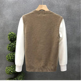 Xituodai Autumn Winter Men's New Spliced Pullover O-Neck Fashion Solid Loose Minimalist Casual Short Sleeved Knitted Vest Top Suit