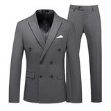 Xituodai Men Casual Boutique Business Double Breasted Suit Coat 3 Piece Set / Solid Color Slim Fit Blazers Jacket Pants Vest Trousers