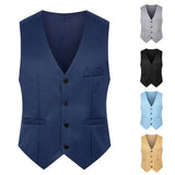 Xituodai Great Suit Classic Pure Color Gentle Sleeveless Spring Vest  Men Waistcoat Slim Fit