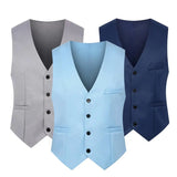 Xituodai Great Suit Classic Pure Color Gentle Sleeveless Spring Vest  Men Waistcoat Slim Fit