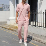 Xituodai  Spring Summer Casual Short Sleeve Tops Two piece Sets Men Fashion Solid Color T Shirt And Pants Mens Suits Leisure Outfits Male