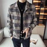 Xituodai Brown Jacket for Men Chinese Thin Slim Fit Plaid Man Suits and Blazers Coats Fashion 2024 Elegant Luxury Designer Classic Casual