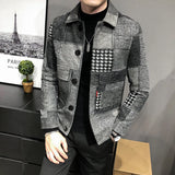 Xituodai New Hombre Korean Casual Men Stitching Jacket Slim Jacket Fashion Warm Long-sleeved Plaid Gentleman Pockets Coat Jacket S-3XL