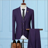 Xituodai  Fashion Purple Suit Men Set  Prom Wedding Dinner Mens Suit Groomsmen Blazer Groom Tuxedo 2 Buttons Coat (Jacket+Pants+Vest)