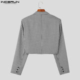 Xituodai Tops 2024 Korean Style Handsome New Mens Plaid Design Suit Casual Party Shows Male Well Fitting Short-style Blazer S-5XL